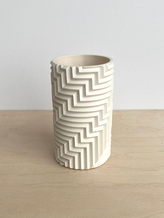 Herringbone White Vase